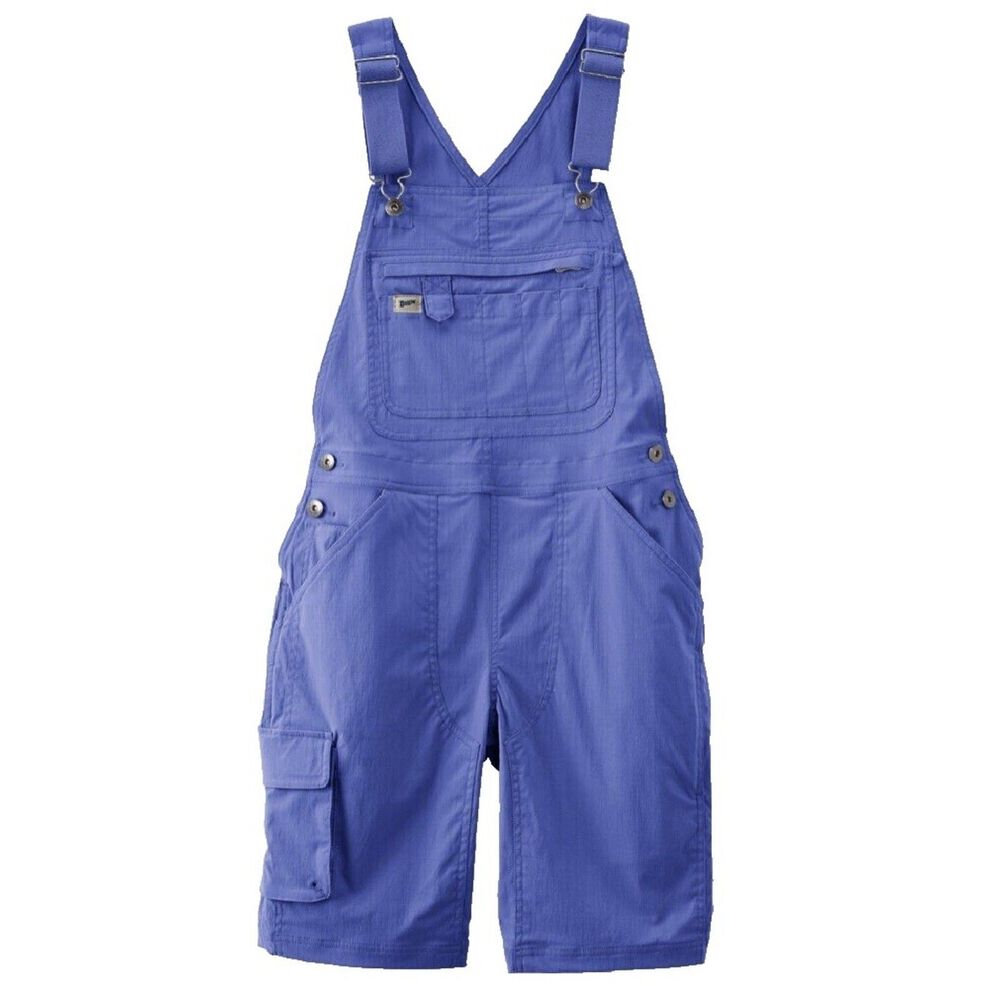 Deluth Women's Heirloom Gardening 9" Short Overalls Blue Bib Shortalls XL